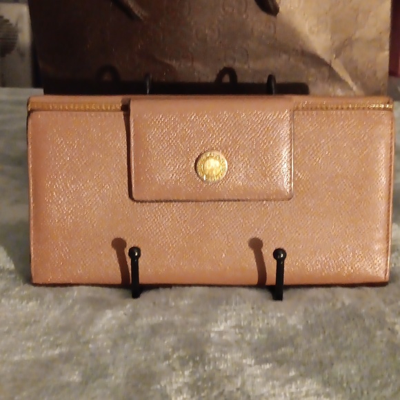 Bulgari Handbags - EUC BVLGARI Tan Leather Long Trifold Wallet